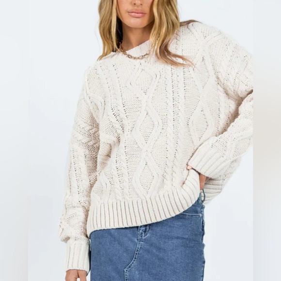 Princess Polly Sweaters - Princess Polly Anaya Oversized Sweater Beige